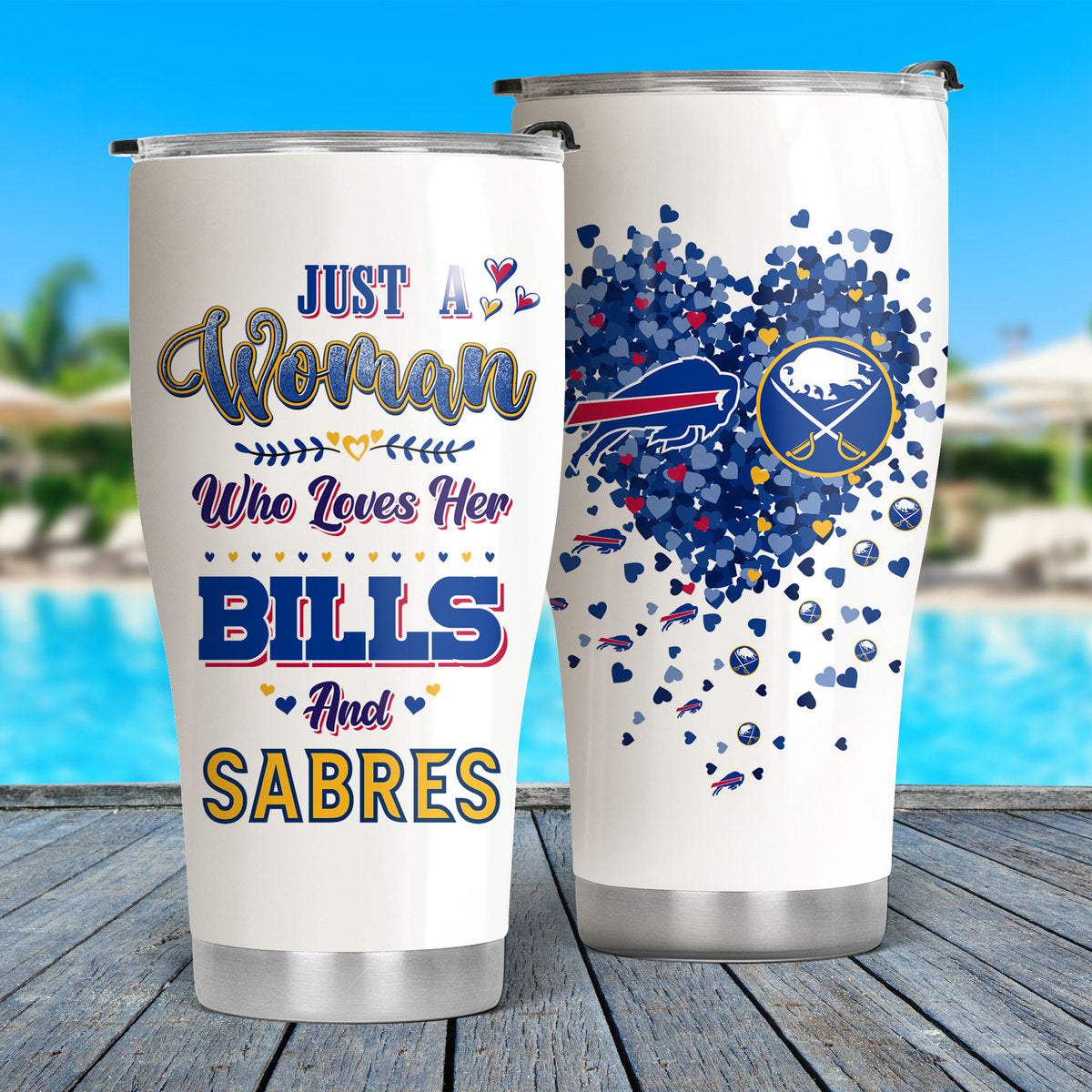 Just A Woman Who Loves Her Buffalo B And SB Tumbler