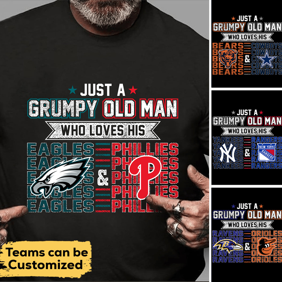 Customized Shirt - Just A Grumpy Old Man Who Loves His Teams (clt)