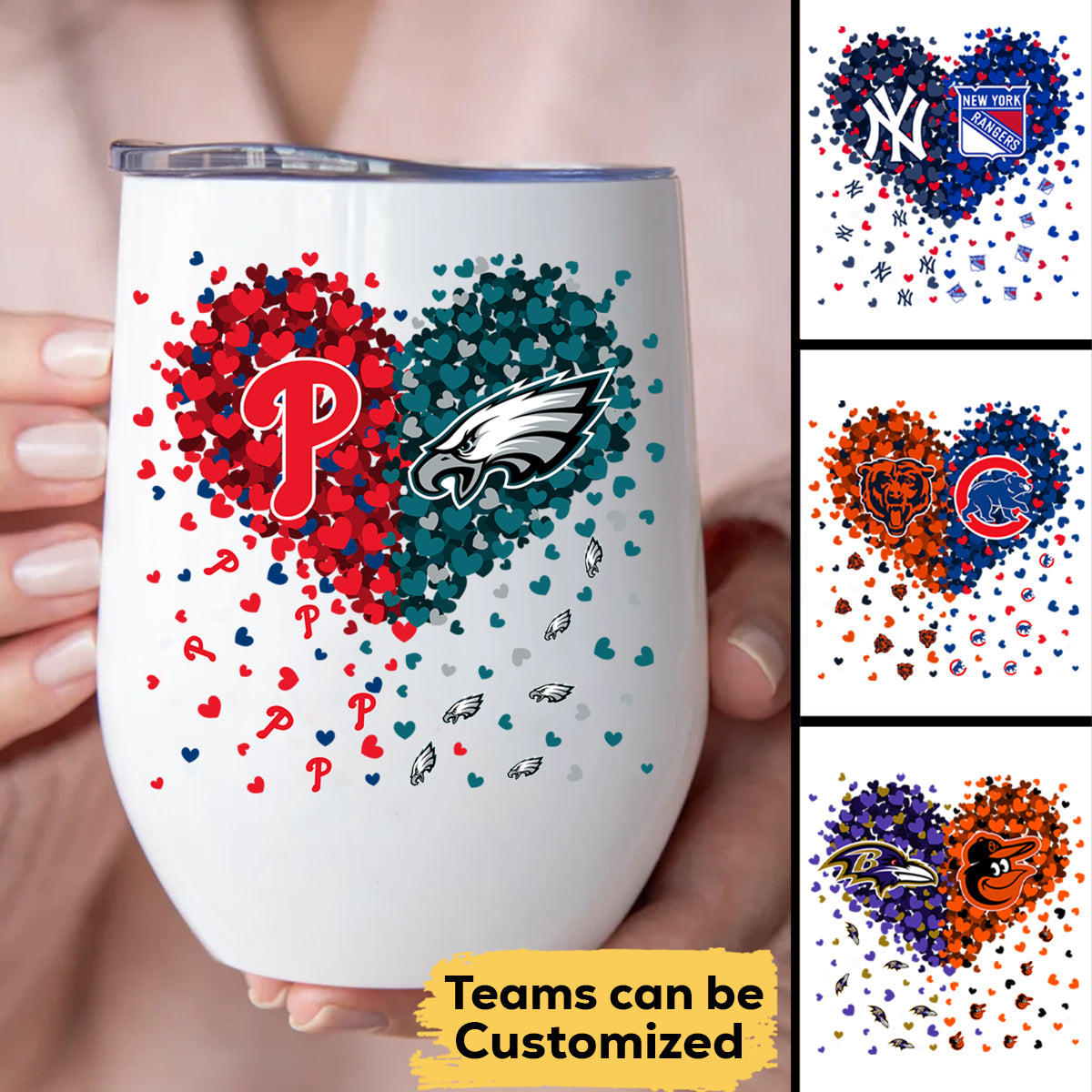 Customized Wine Tumbler - The Girl Loves Her Teams (clt)