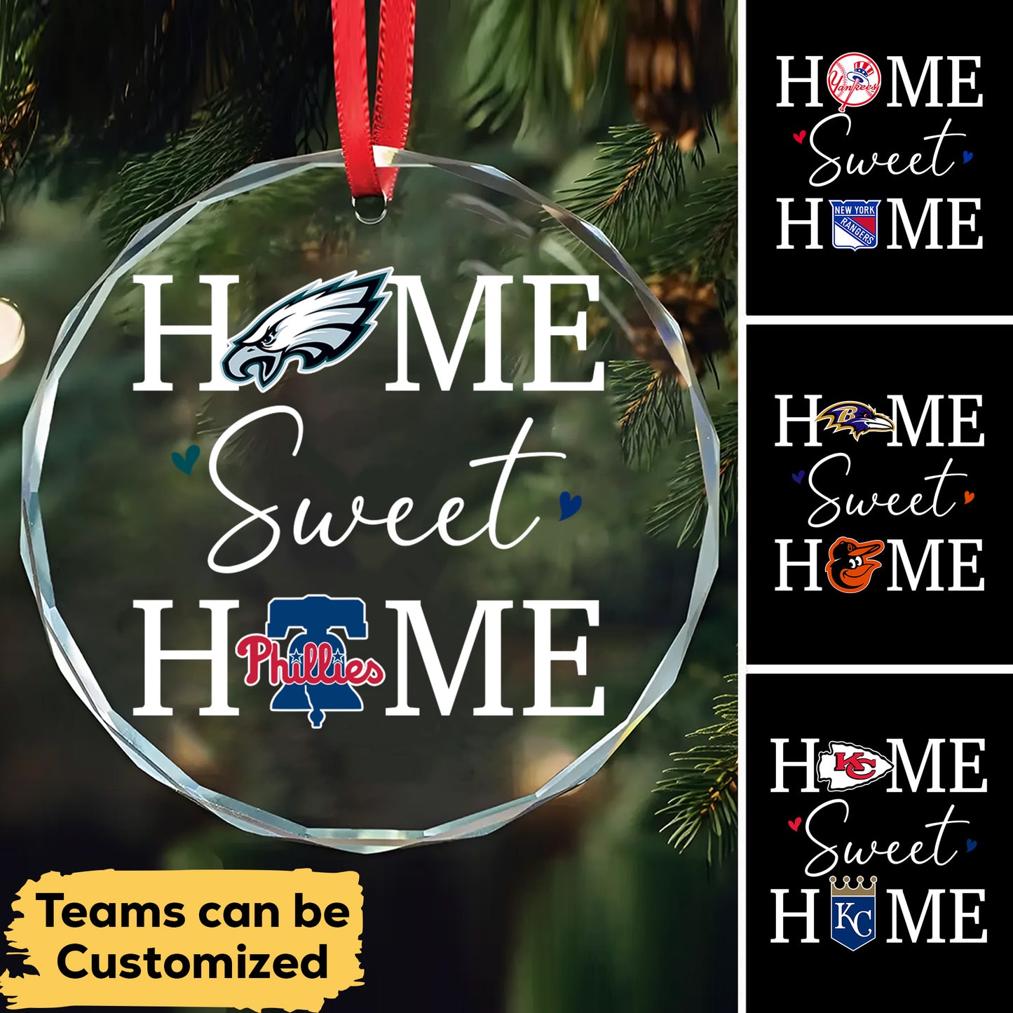 Home Sweet Home - Customized Glass Ornament (clt)