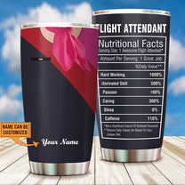 Personalized Flight Attendant Nutritional Facts Tumbler