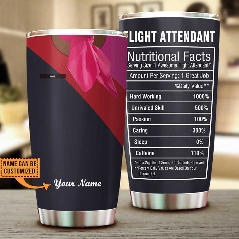 Personalized Flight Attendant Nutritional Facts Tumbler