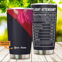 Personalized Flight Attendant Nutritional Facts Tumbler