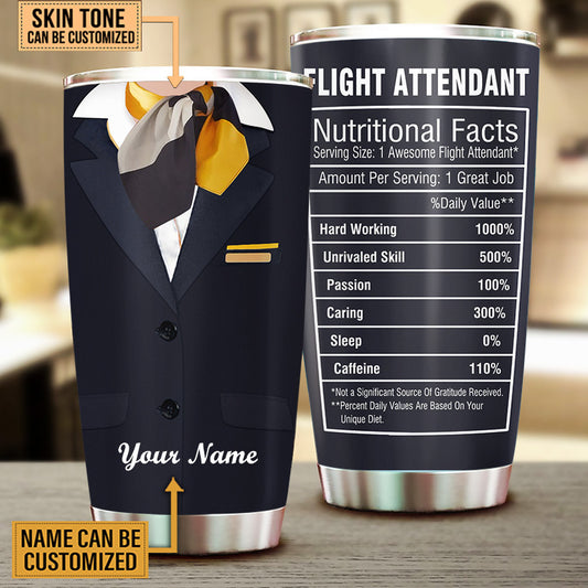 Personalized Flight Attendant Nutritional Facts Tumbler