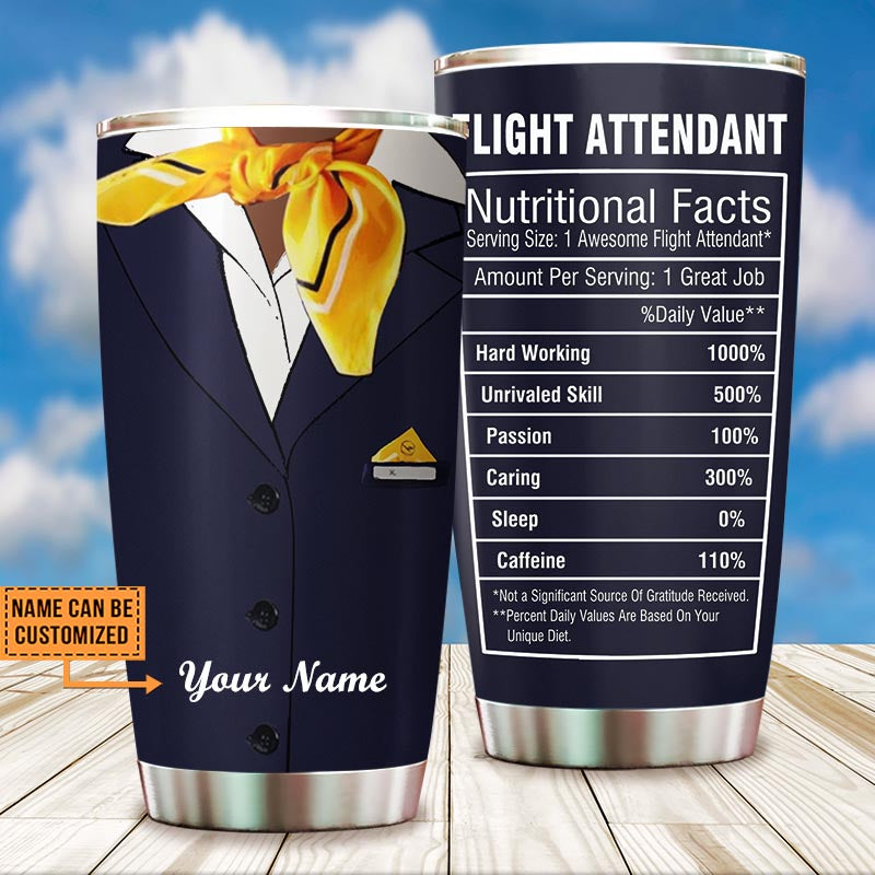 Personalized Flight Attendant Nutritional Facts Tumbler