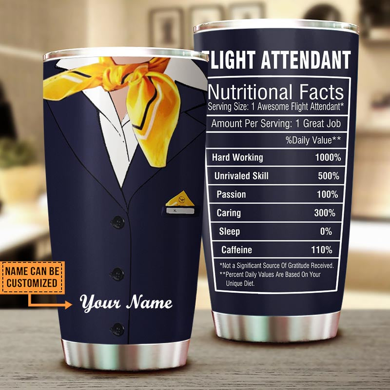 Personalized Flight Attendant Nutritional Facts Tumbler