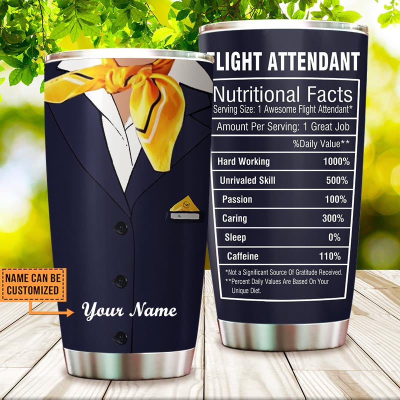 Personalized Flight Attendant Nutritional Facts Tumbler