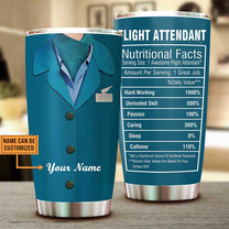 Personalized Flight Attendant Nutritional Facts Tumbler