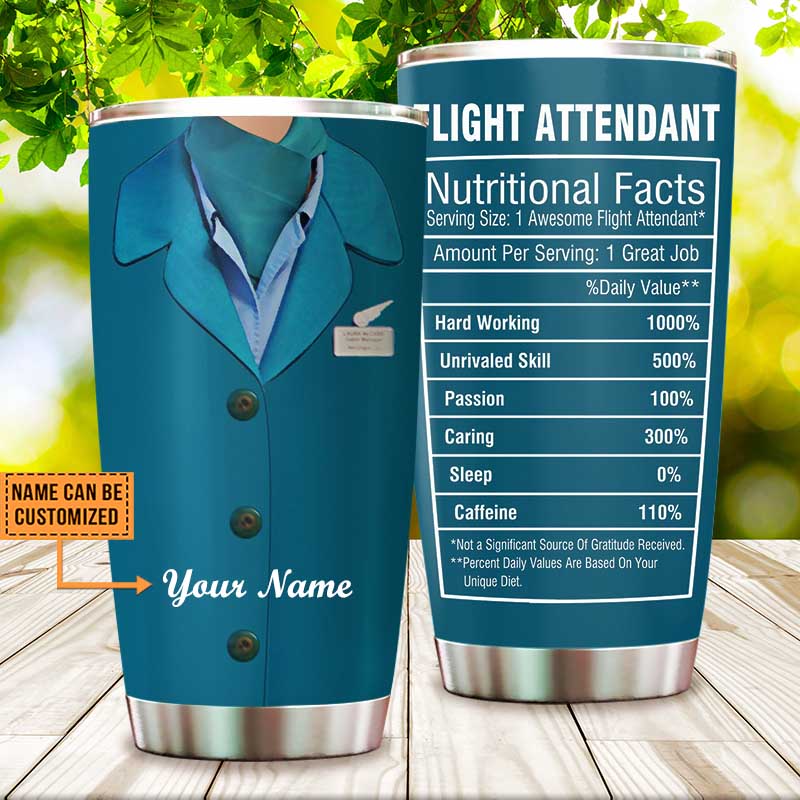 Personalized Flight Attendant Nutritional Facts Tumbler