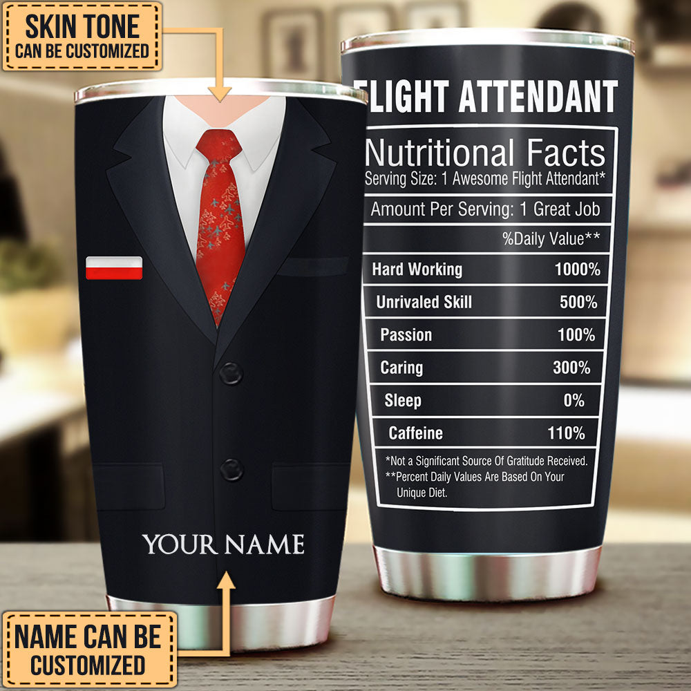 Personalized Flight Attendant Nutritional Facts Tumbler