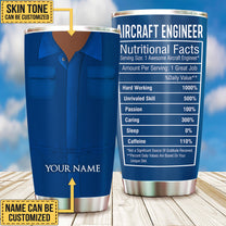 Personalized Aircraft Engineer Nutritional Facts Tumbler