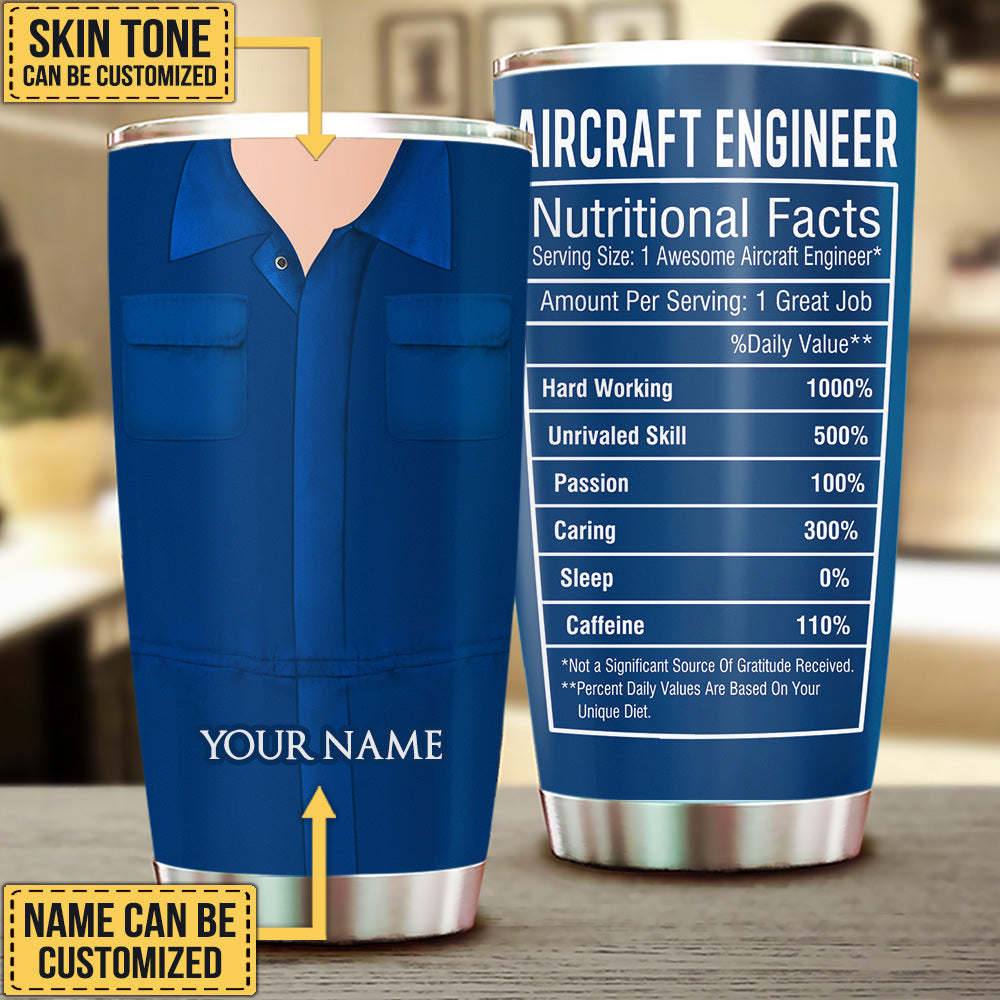 Personalized Aircraft Engineer Nutritional Facts Tumbler