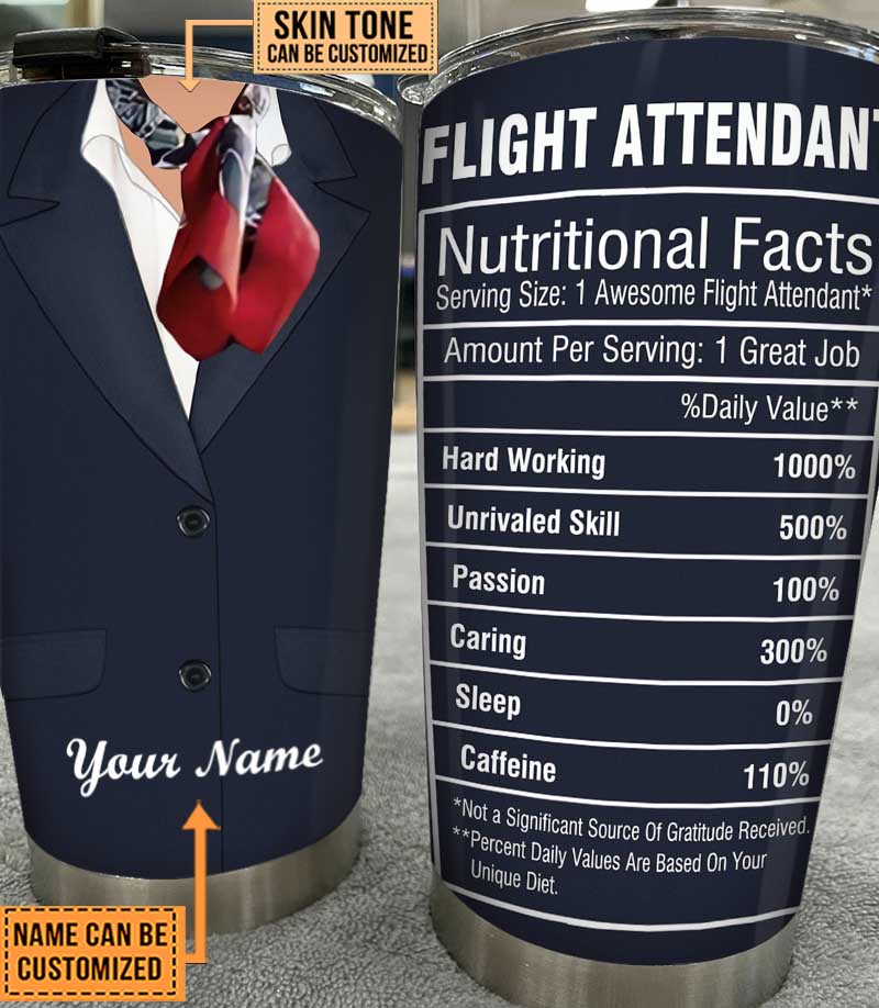 Personalized Flight Attendant Nutritional Facts Tumbler