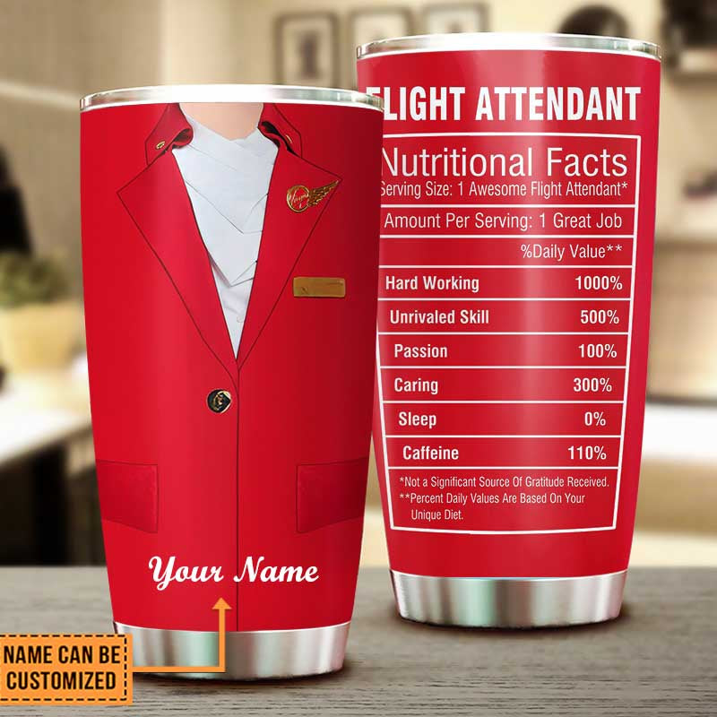 Personalized Flight Attendant Nutritional Facts Tumbler