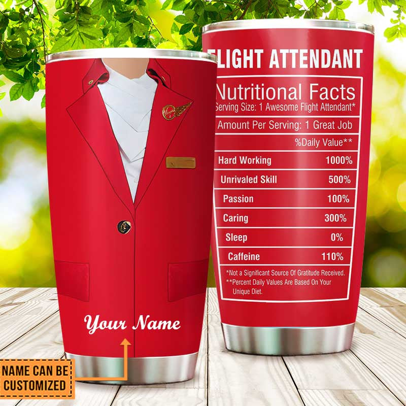 Personalized Flight Attendant Nutritional Facts Tumbler