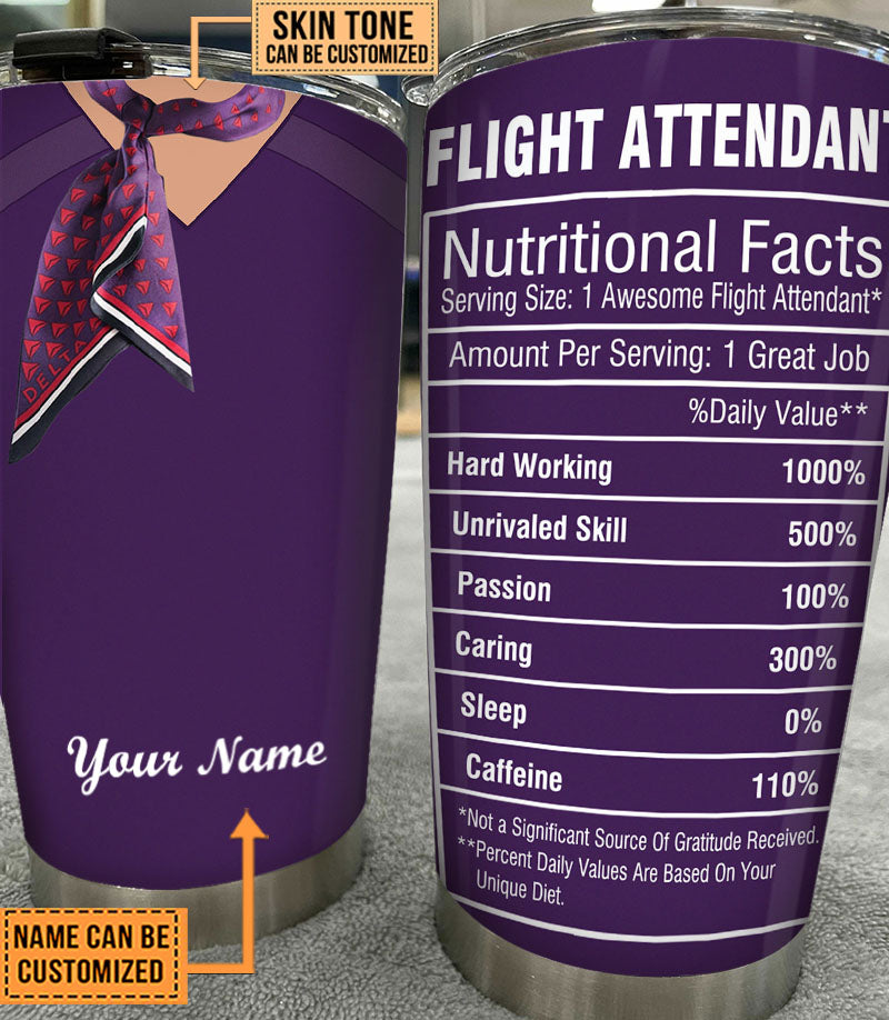 Personalized Flight Attendant Nutritional Facts Tumbler