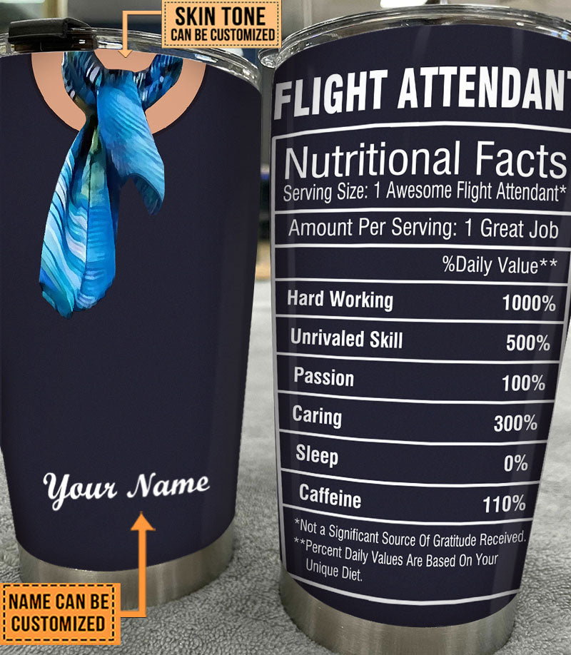 Personalized Flight Attendant Nutritional Facts Tumbler