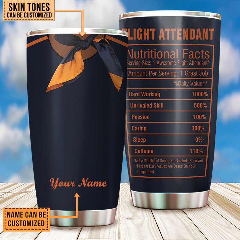 Personalized Flight Attendant Nutritional Facts Tumbler