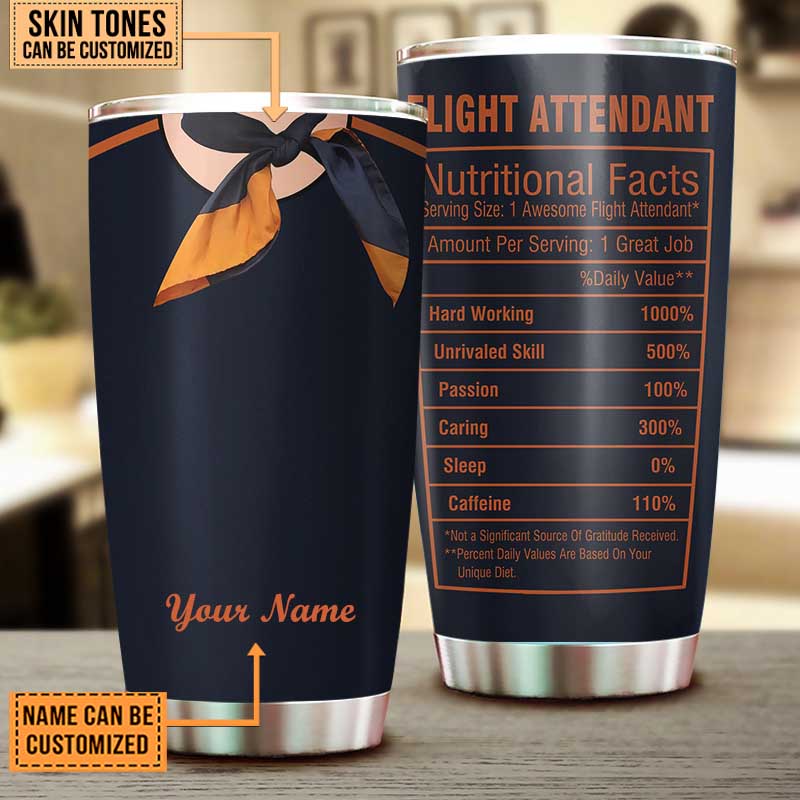 Personalized Flight Attendant Nutritional Facts Tumbler