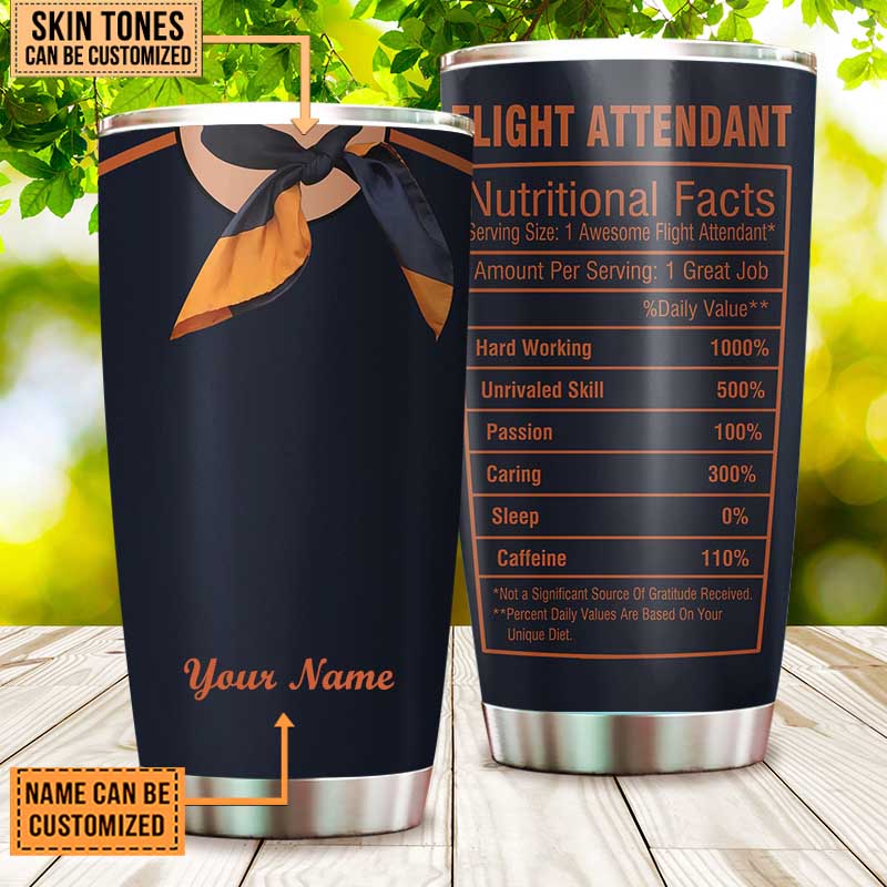 Personalized Flight Attendant Nutritional Facts Tumbler