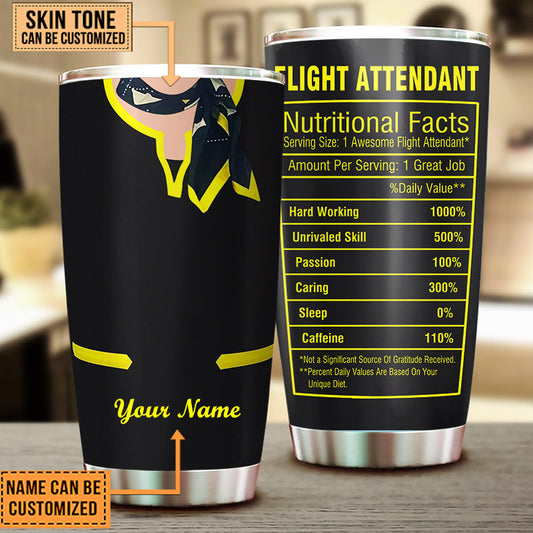 Personalized Flight Attendant Nutritional Facts Tumbler