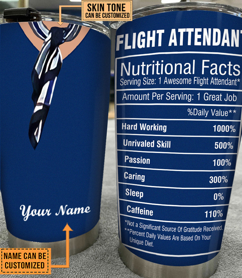 Personalized Flight Attendant Nutritional Facts Tumbler