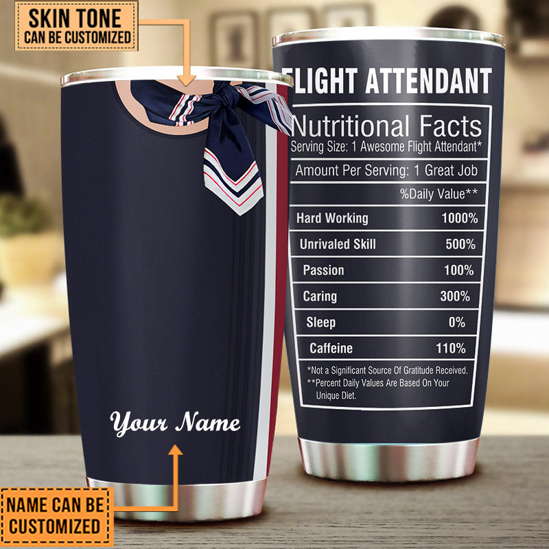 Personalized Flight Attendant Nutritional Facts Tumbler