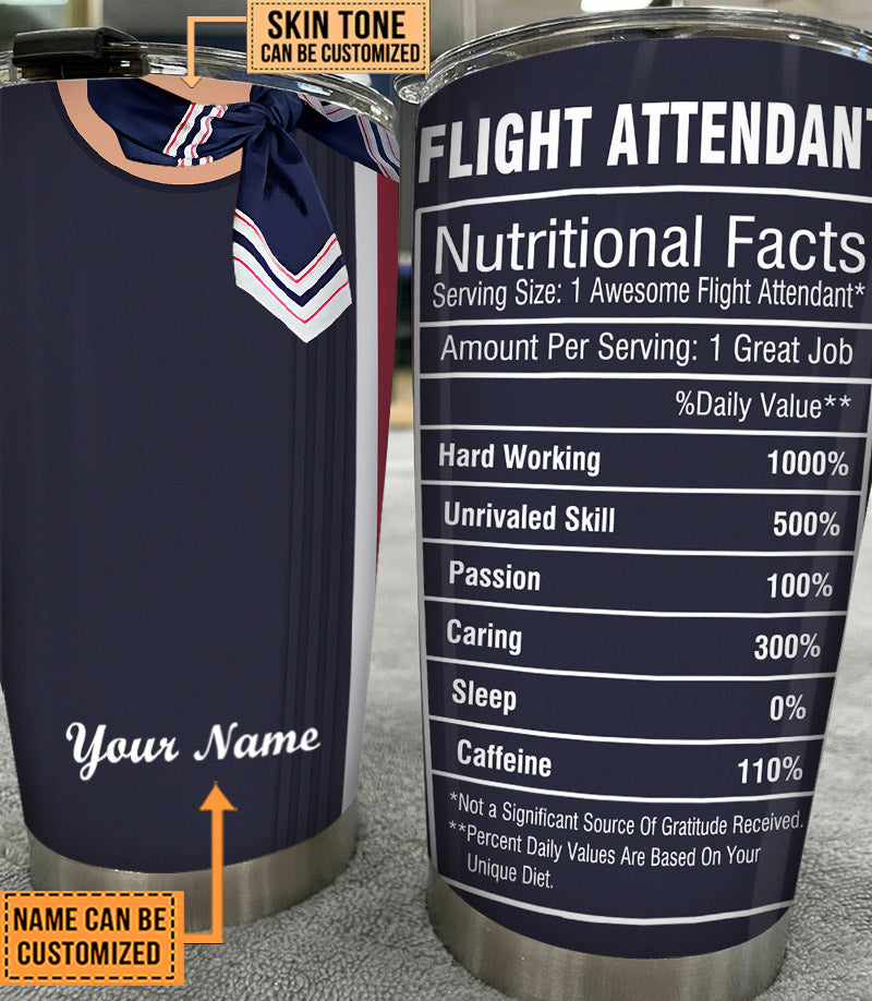 Personalized Flight Attendant Nutritional Facts Tumbler