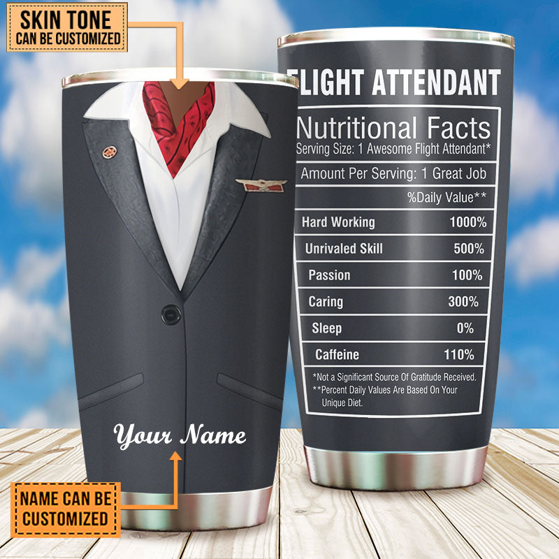 Personalized Flight Attendant Nutritional Facts Tumbler