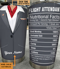 Personalized Flight Attendant Nutritional Facts Tumbler