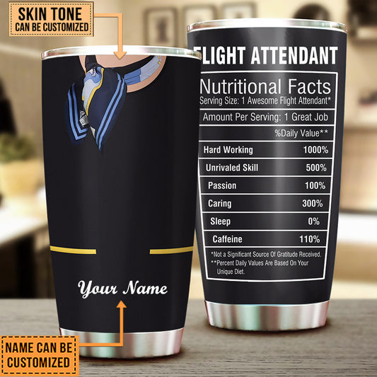 Personalized Flight Attendant Nutritional Facts Tumbler