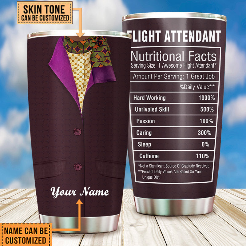 Personalized Flight Attendant Nutritional Facts Tumbler