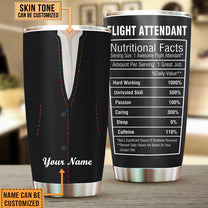 Personalized Flight Attendant Nutritional Facts Tumbler