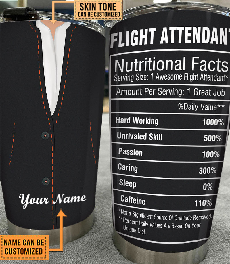 Personalized Flight Attendant Nutritional Facts Tumbler