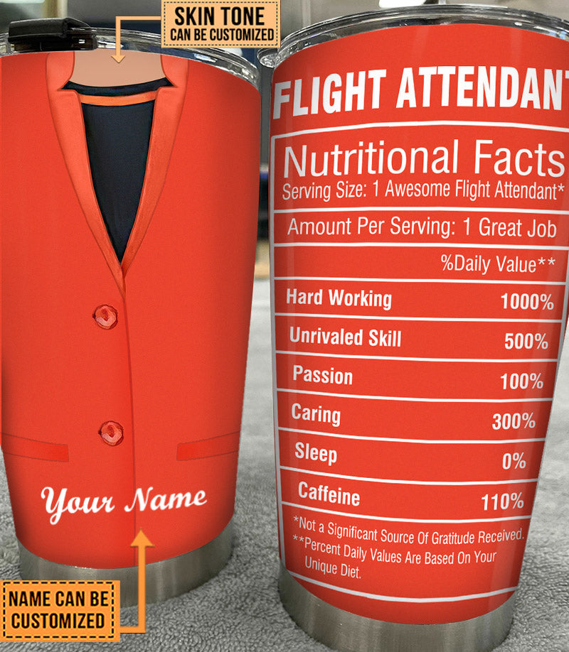 Personalized Flight Attendant Nutritional Facts Tumbler