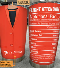 Personalized Flight Attendant Nutritional Facts Tumbler