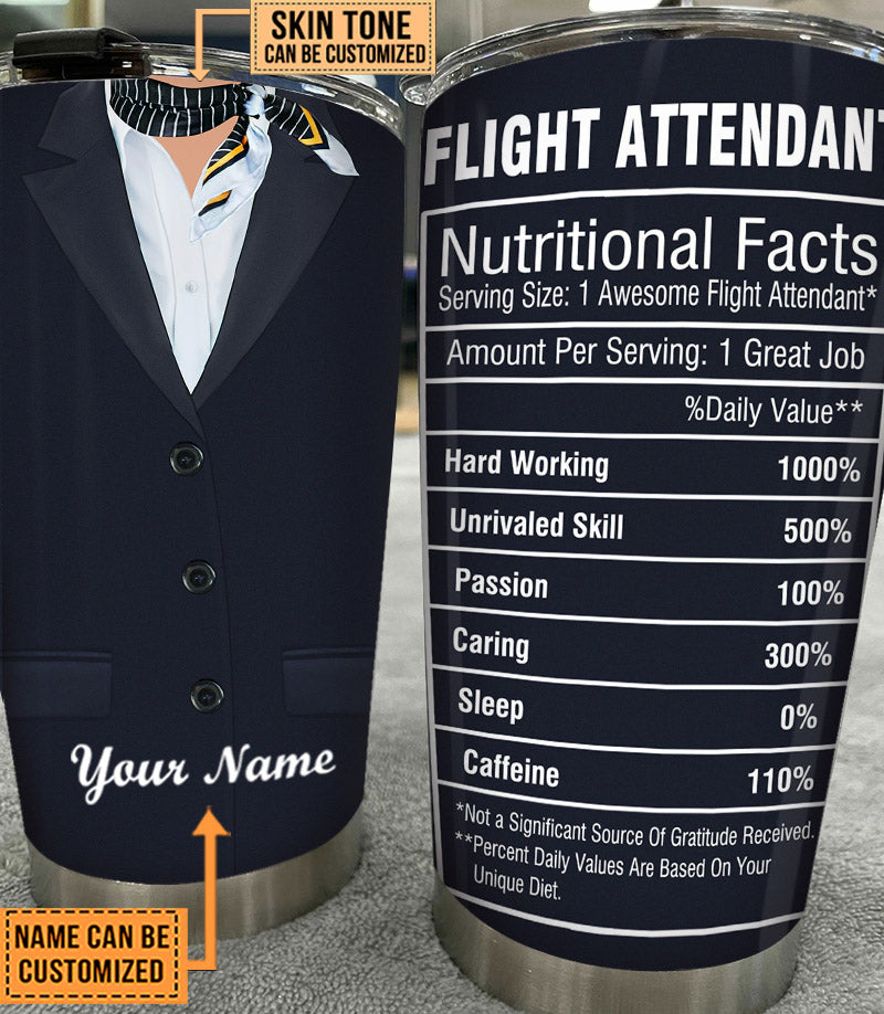 Personalized Flight Attendant Nutritional Facts Tumbler