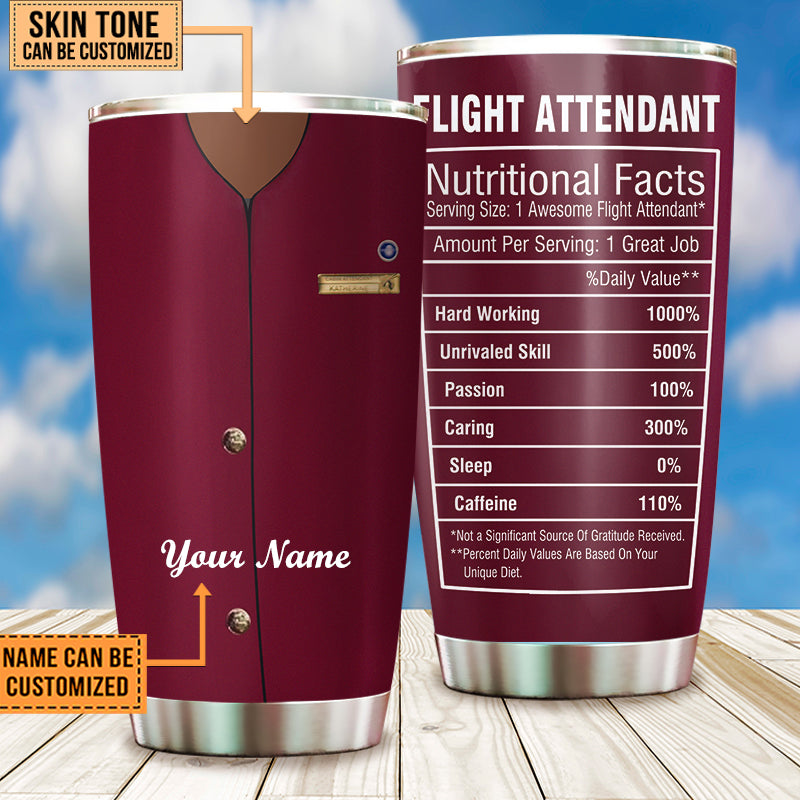 Personalized Flight Attendant Nutritional Facts Tumbler