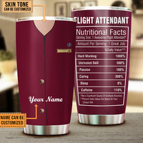 Personalized Flight Attendant Nutritional Facts Tumbler