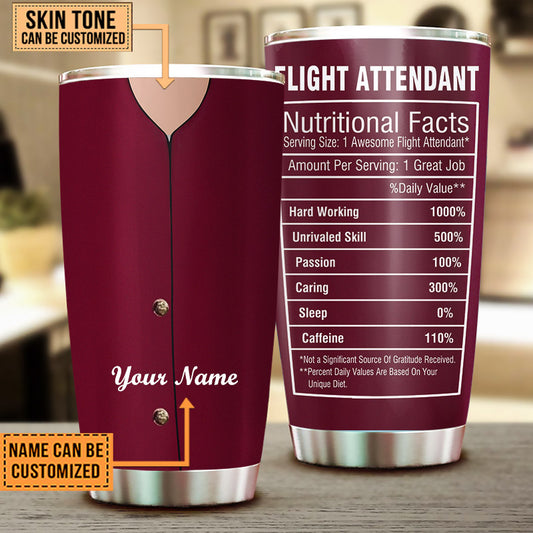 Personalized Flight Attendant Nutritional Facts Tumbler