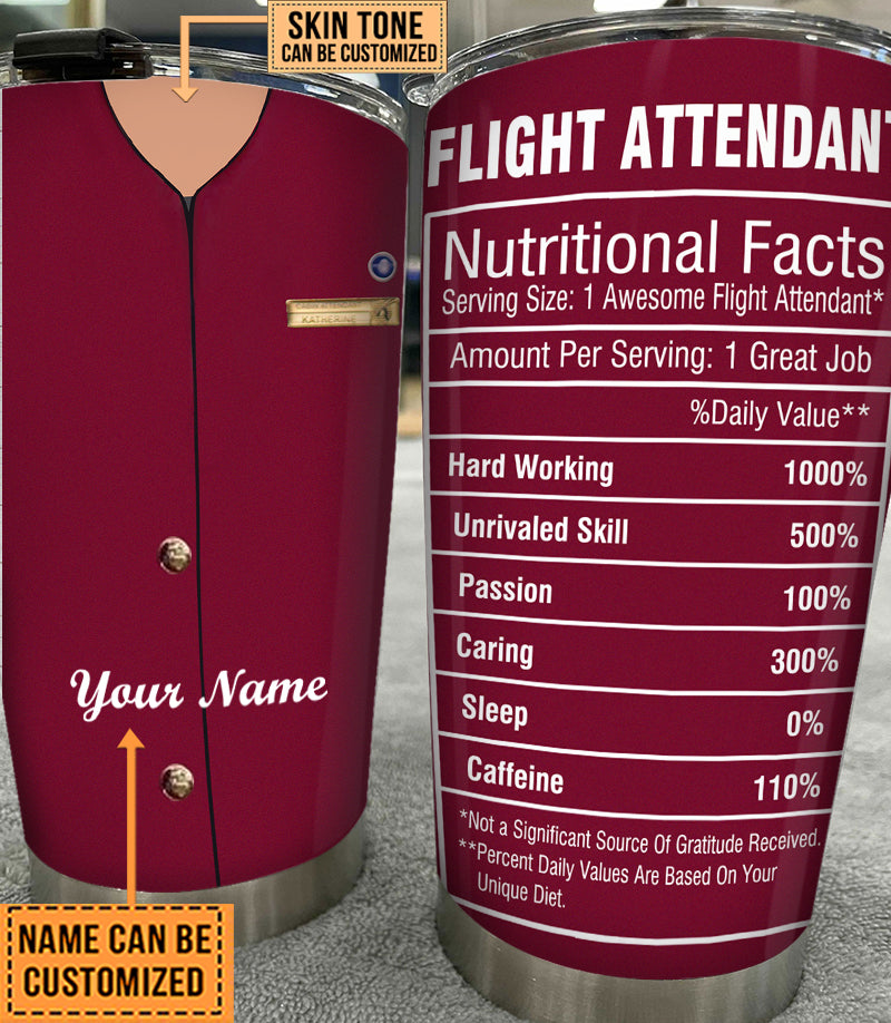 Personalized Flight Attendant Nutritional Facts Tumbler