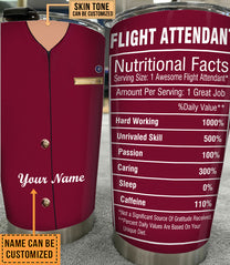 Personalized Flight Attendant Nutritional Facts Tumbler