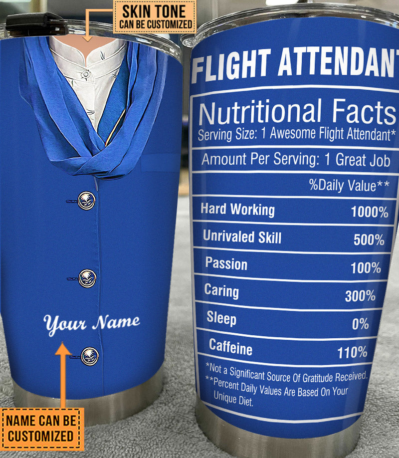 Personalized Flight Attendant Nutritional Facts Tumbler