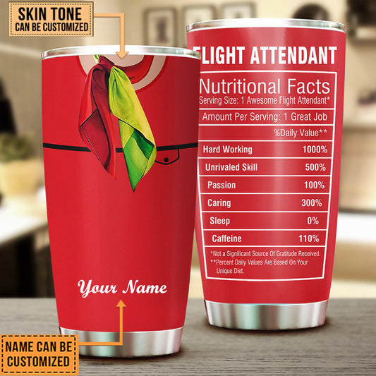 Personalized Flight Attendant Nutritional Facts Tumbler