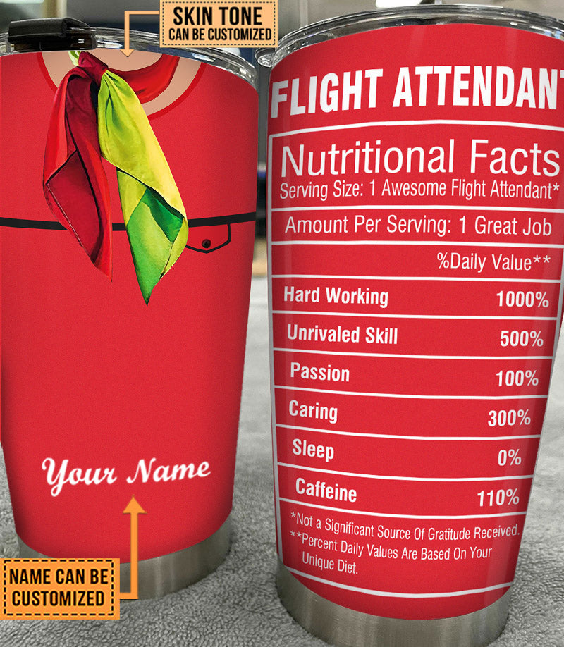 Personalized Flight Attendant Nutritional Facts Tumbler