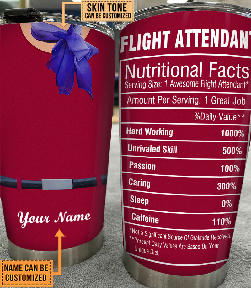 Personalized Flight Attendant Nutritional Facts Tumbler