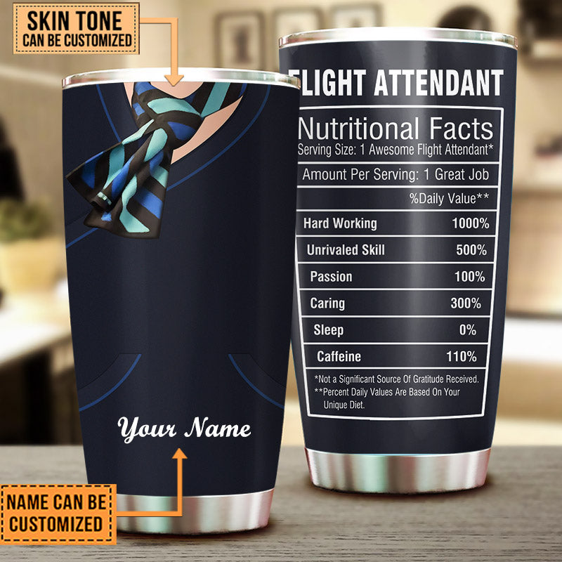 Personalized Flight Attendant Nutritional Facts Tumbler