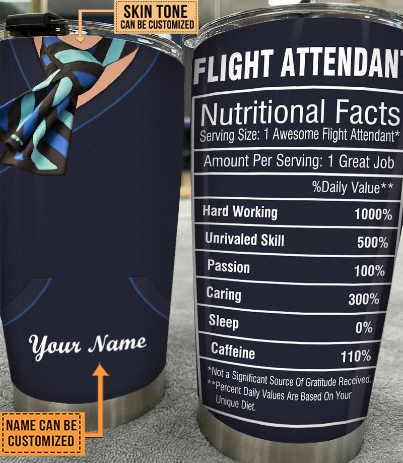 Personalized Flight Attendant Nutritional Facts Tumbler