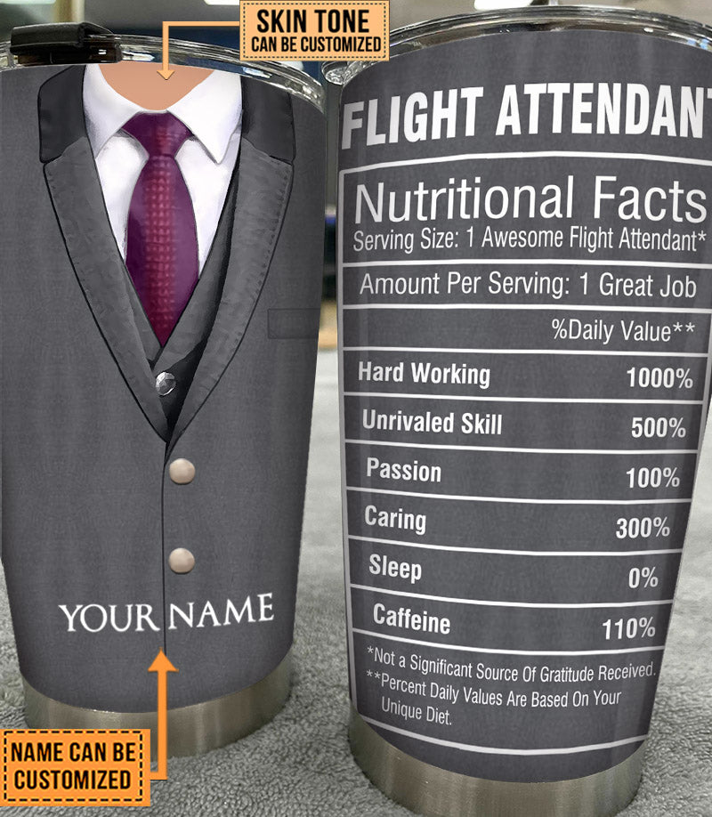 Personalized Flight Attendant Nutritional Facts Tumbler