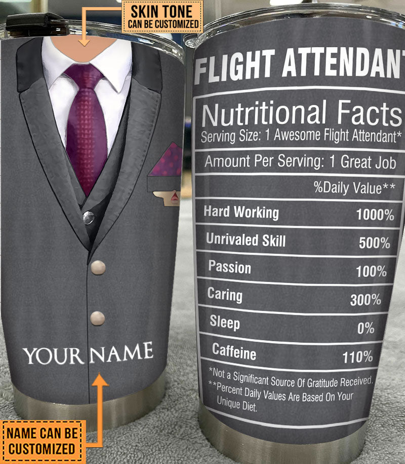 Personalized Flight Attendant Nutritional Facts Tumbler